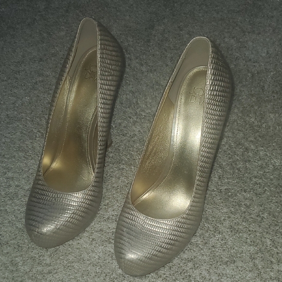 Joan & David Shoes - Joan & David Textured Taupe Heels